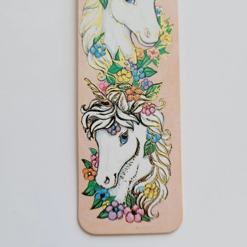 Vintage 80s Bookmark I Love Unicorns Heart Fairy Gold Embossed 1985 Antioch H613